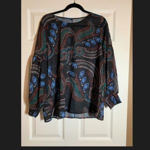 Ladies sheer black pattern top